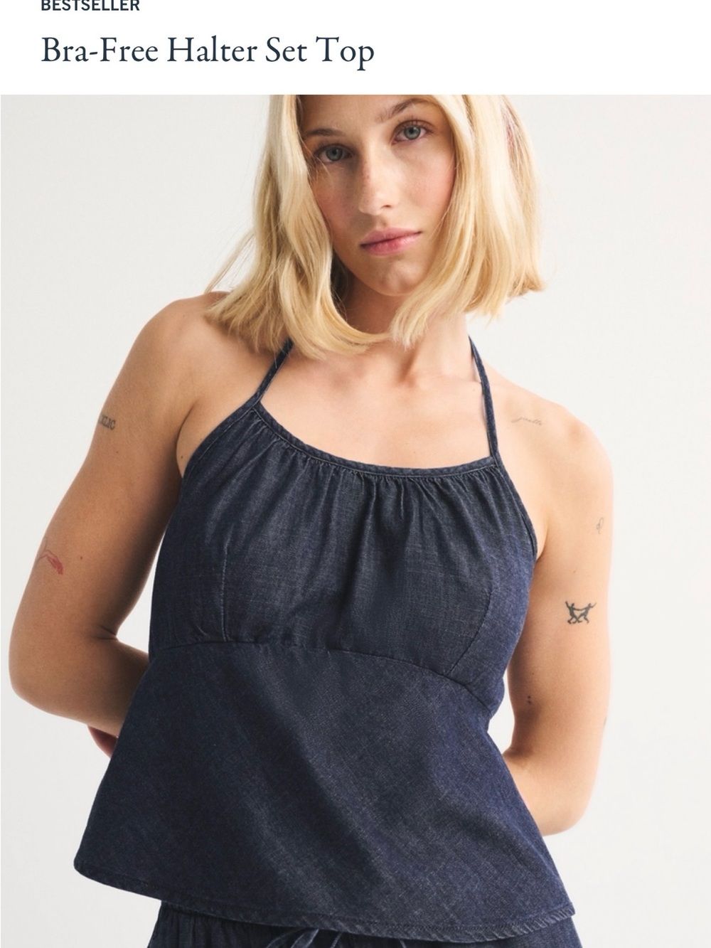 Abercrombie & Fitch Bra Free Halter Top Dark Indigo